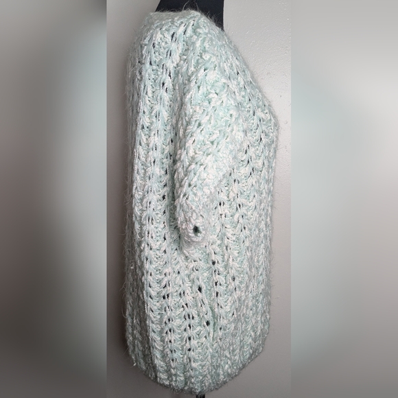 Vintage Custom Classics by MS Open Knit Sweater Women's Sz L Short sleeve Green - Picture 2 of 11